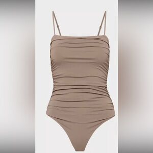 Babaton Contour Strapless One-Piece in Taupe Brown